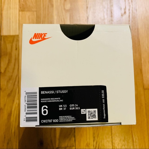 NWT Stussy x Nike Benassi Red Slides - Picture 11 of 15